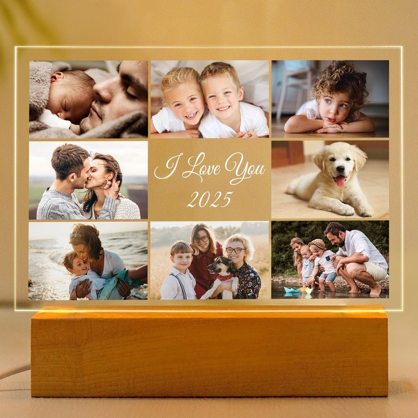 Custom Picture Frames with Photo, Customized Photo Frame with Night Light, Personalized Picture Frame, Personalized Birthday Gifts for Women, Men, Mom, Dad, Baby, Kid, Family, Friend