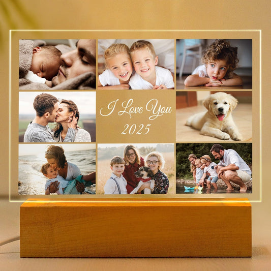 Custom Picture Frames with Photo, Customized Photo Frame with Night Light, Personalized Picture Frame, Personalized Birthday Gifts for Women, Men, Mom, Dad, Baby, Kid, Family, Friend