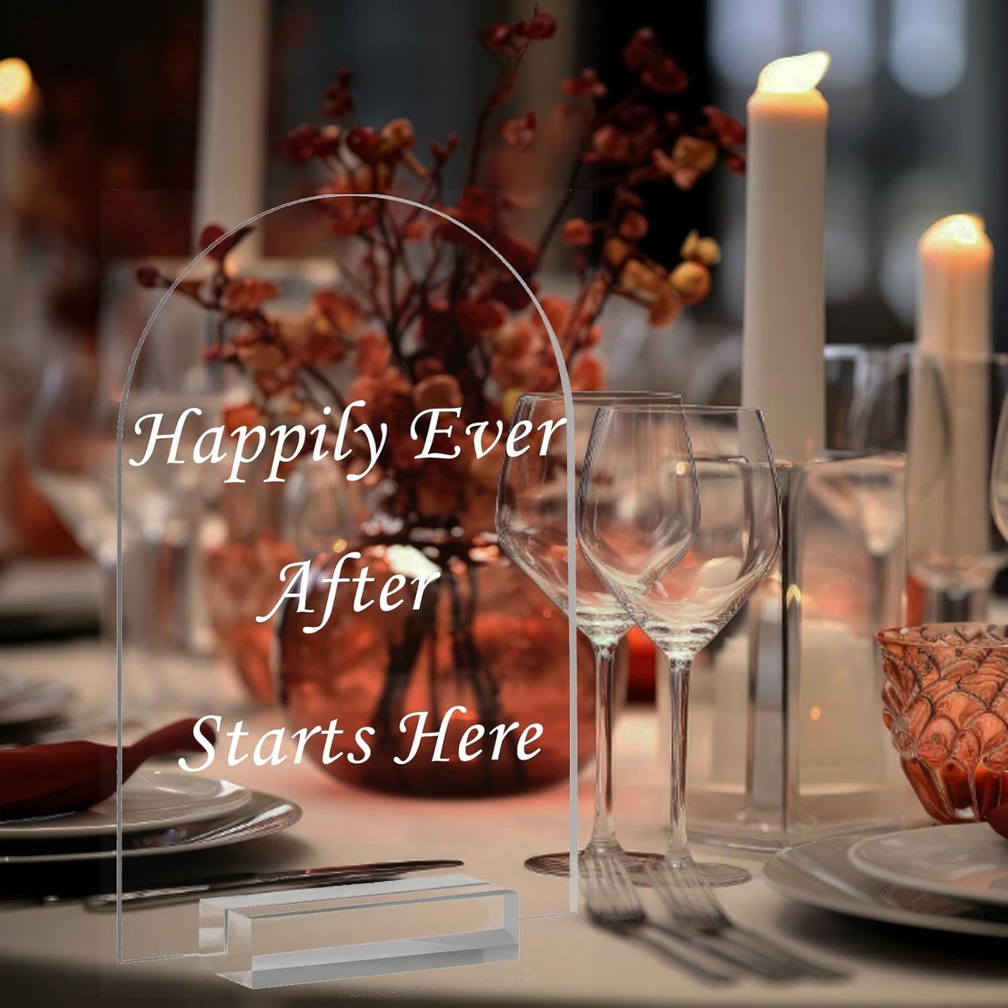 6 Pack 8x10 Inch Clear Arch Acrylic Sign with Stands, Blank Table Signs, Arched Round Top Acrylic Sheet, DIY Arch Signs Blank for Wedding Table Number Menu Bar List Sign