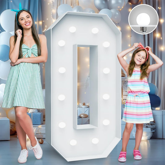 4FT Marquee Light Up Letters - Cool White Light Up Letters O with Fixed Water Bag, Party Decoration Large Marquee Light Up Letters can Be Used for Wedding Decoration, Birthday Party Decoration