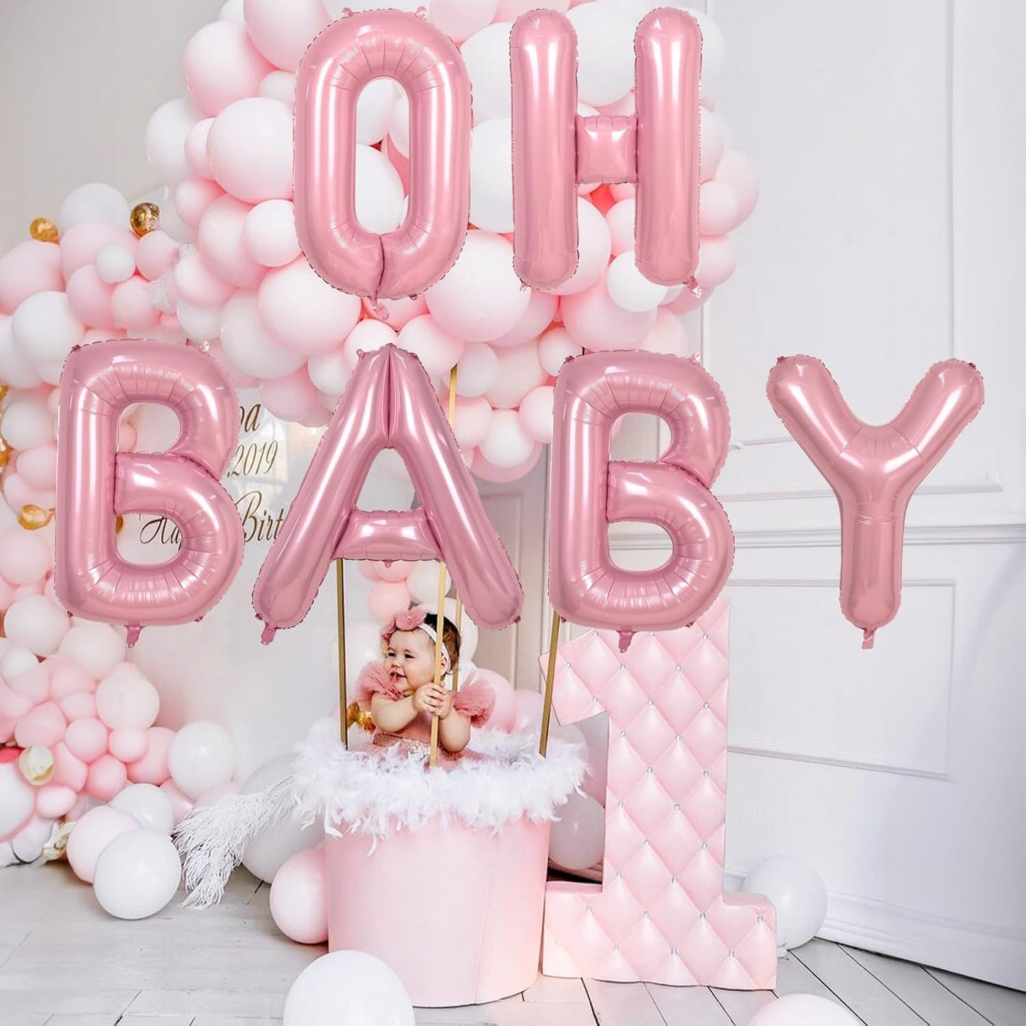 Giant Alphabet F Foil Letter Balloon, Pastel Pink Inflatable Word Balloons F Letter Birthday Decor, 40 Inch Baby Pink A-Z Custom Alphabet Balloons for Girls Baby Shower Party Decoration Supplies