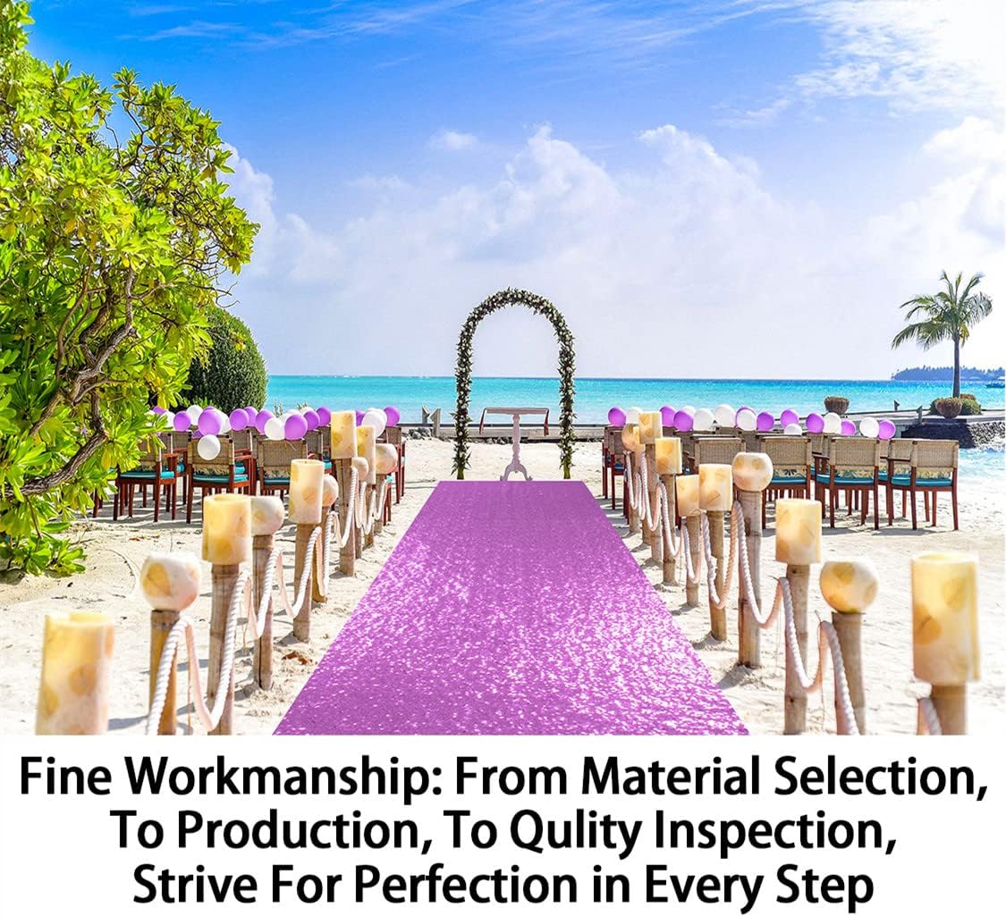 ShinyBeauty Lavender Carpet Runner for Party 2x15Ft Sequin Aisle Runners for Weddings Sparkly Floor Carpet Rug for Outdoor Indoor Ceremonies Decor