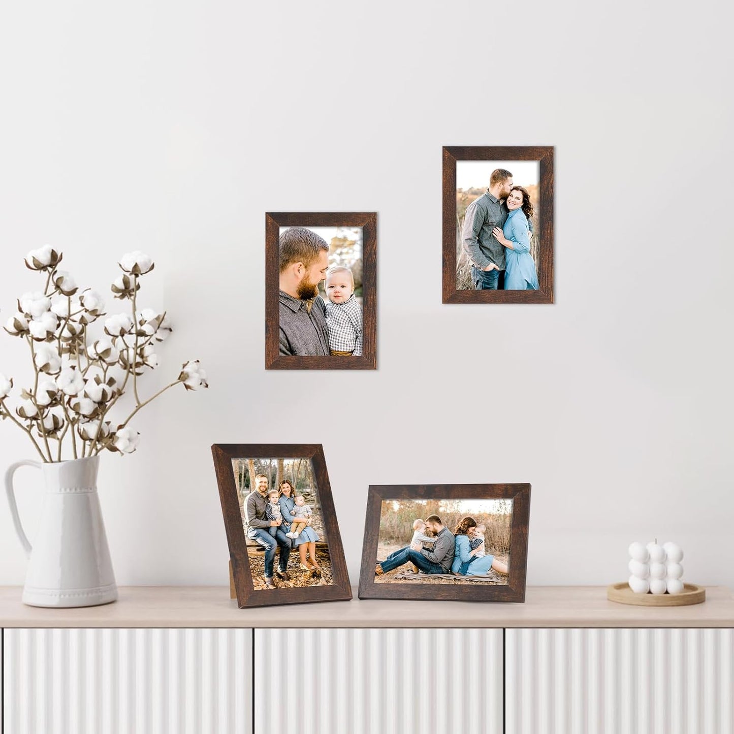 PETAFLOP Wooden Picture Frame 4x6 Bulk Set of 18, Brown Photo Frames Fits 4 by 6 for Wall or Tabletop Display