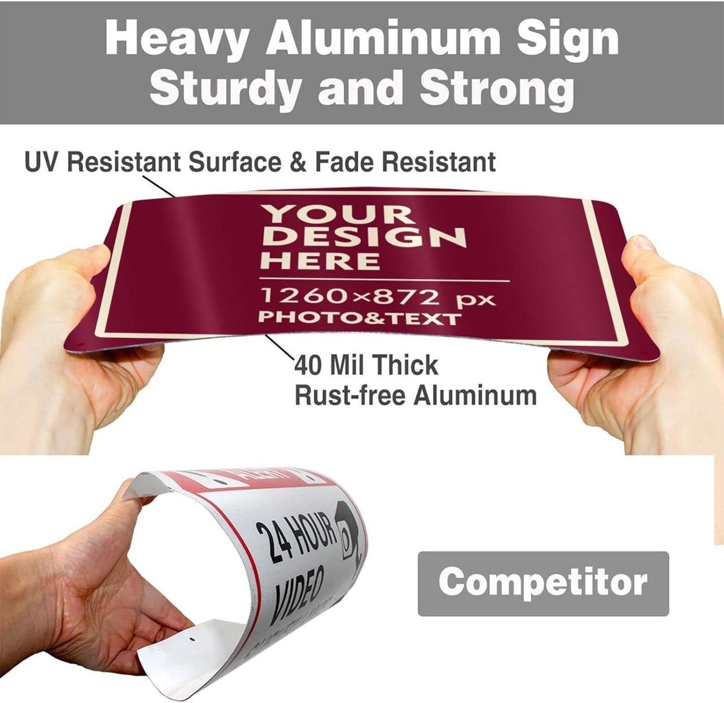 Custom Signs Outdoor Metal Sign - 12 x 8 Customized Personalized Aluminum for Office, Home, Business, Decor, Road Signs, Rust-Proof (Ivory Text Box)