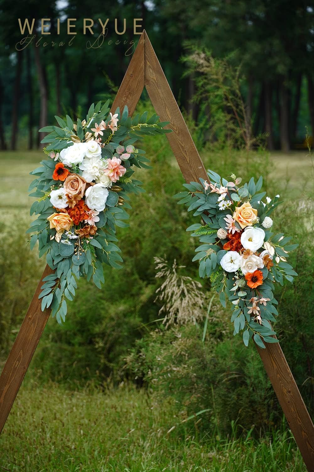 Artificial Wedding Arch Flowers Kit(Pack of 2) for Wedding Arch, Bridal Shower, Ceremony and Reception Backdrop Decoration (Caramel & White)