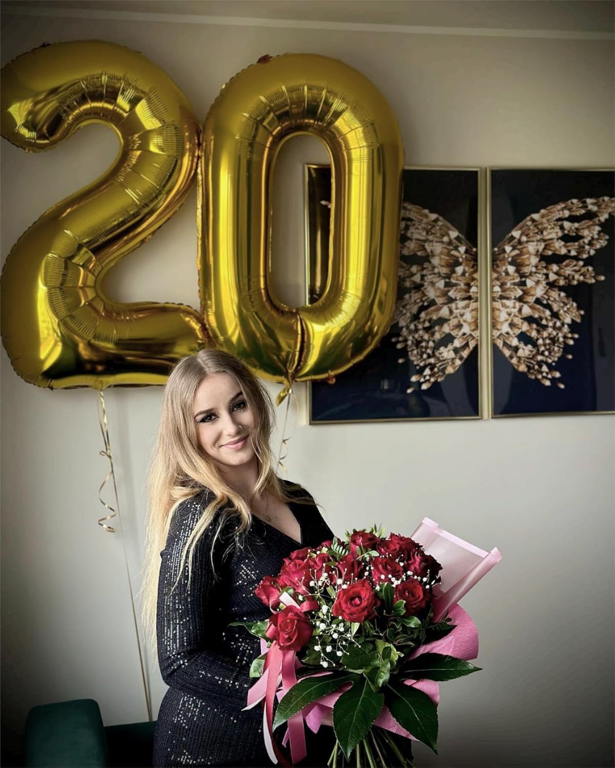 Gold Jumbo Helium Number Balloon 40 Inch, Giant Foil Golden Number 0 Birthday Balloons, Large Numbers 10 20 30 40 50 60 70 80 90 100 2025, Party Celebration Supplies Decorations