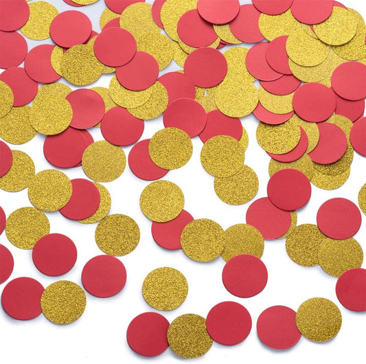 Gold and Red Confetti Table Decoration for Birthday Wedding Graduation Retirement Theme Party,1.2 inch in Diameter,200 Counts