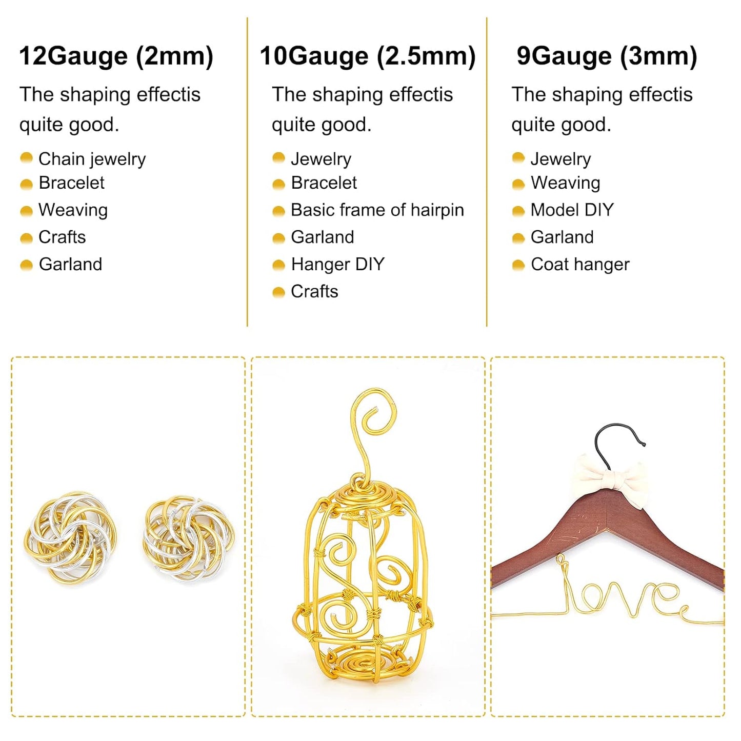 BENECREAT 20 Gauge 770FT Aluminum Wire Anodized Jewelry Craft Making - Beading Floral Florist for Gem Wrapping, Plant Gardening, Festival Jewelry Craft Making, Copper Tone