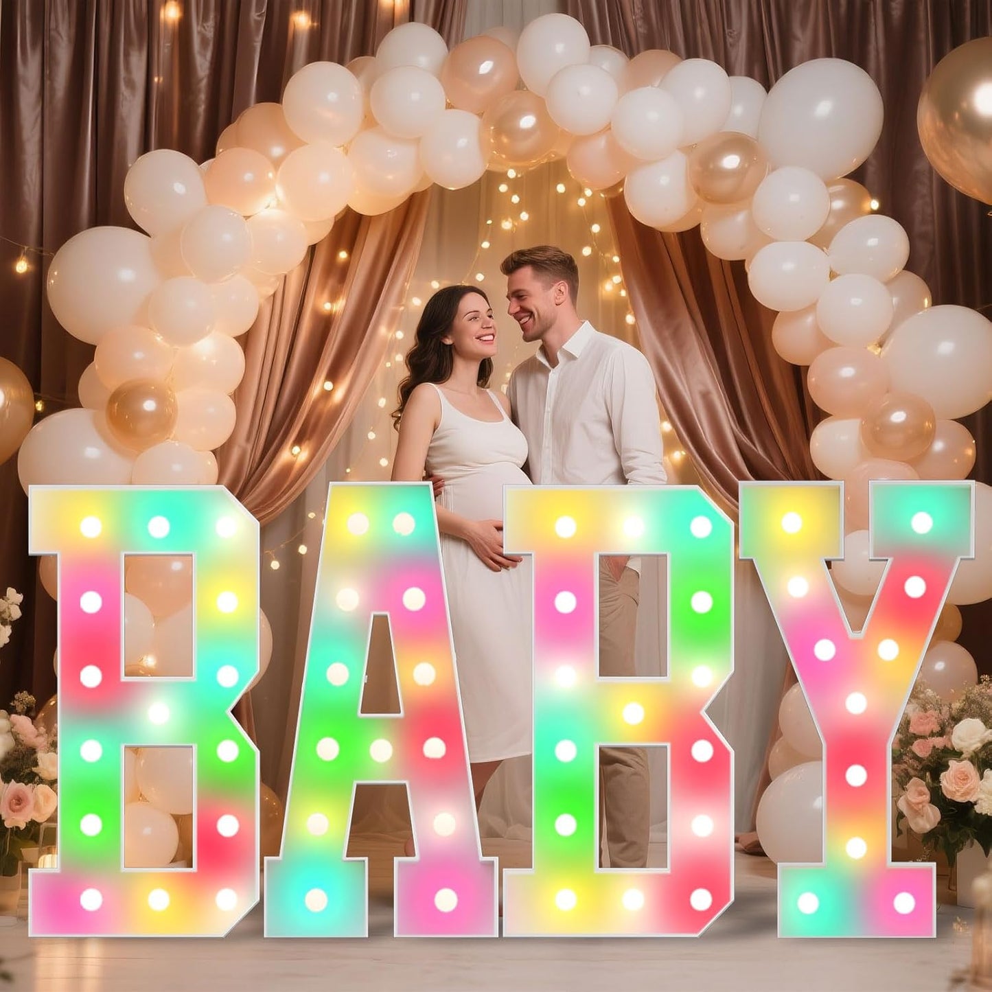 Ledido 4FT Marquee Light Up Letters, 34 Colors Changing Marquee Letter 4 Feet Tall with Remote, Big Letters for Party Wedding Graduation Birthday Decorations, Large Light Up Letter P