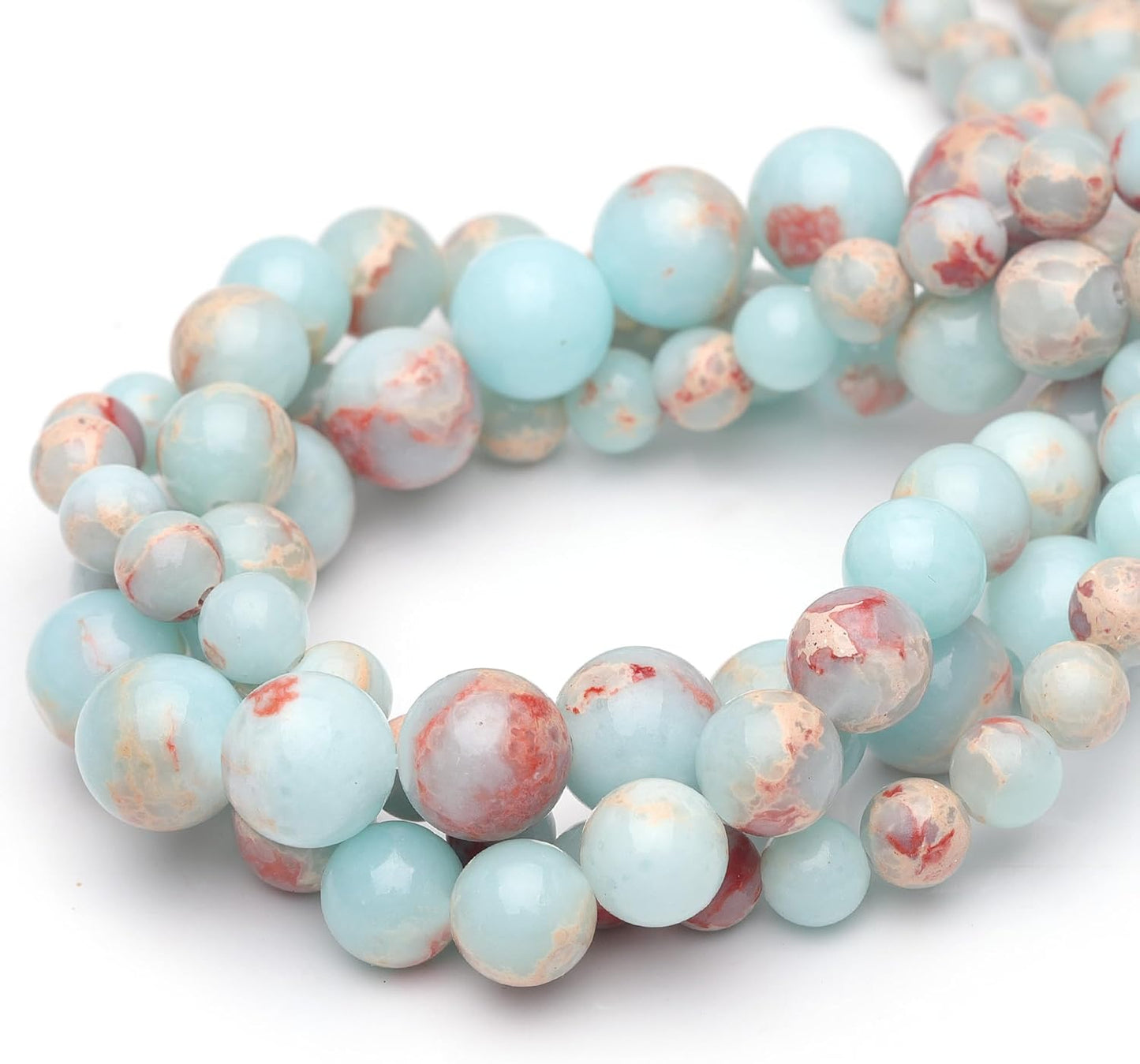 8mm Natural Stone Beads for Jewelry Making,Sky Blue Jasper Polished Smooth Round Gemstone Beads for Bracelet Necklace 15 Inch