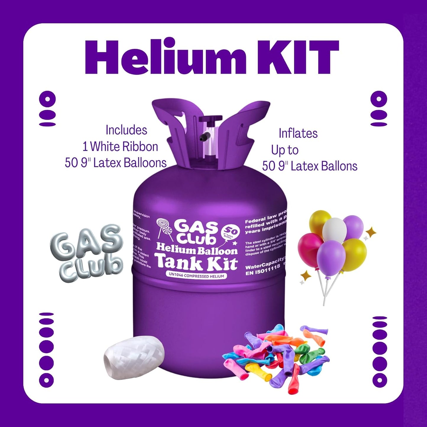 13L Helium Tank for Balloons At Home Helium Balloon tank Up To 50 Latex Balloons (2 Boxes)
