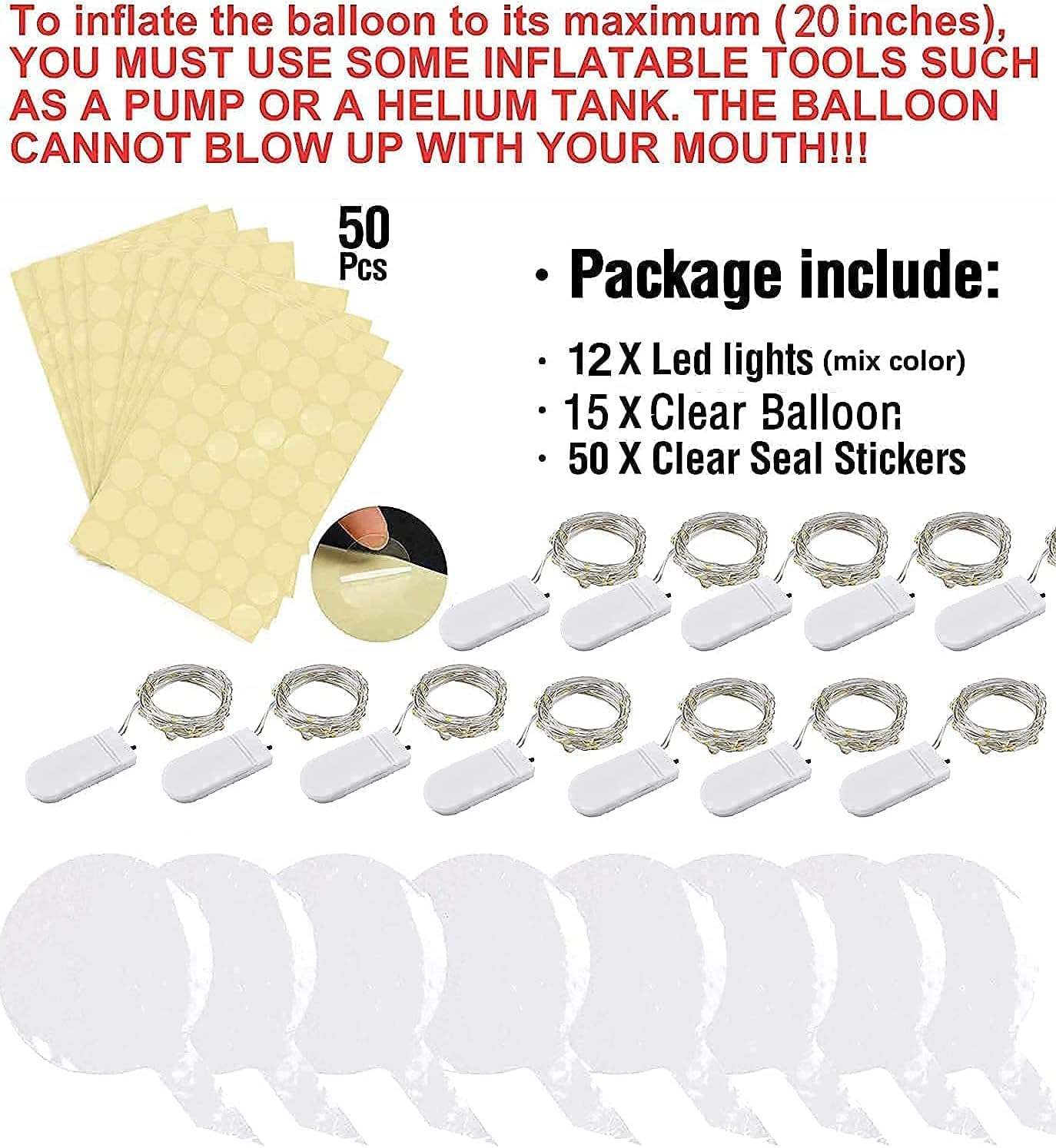 LED Balloons Light Up - Clear, Transparent, Green with Battery for Party, Birthday, Anniversary, Wedding