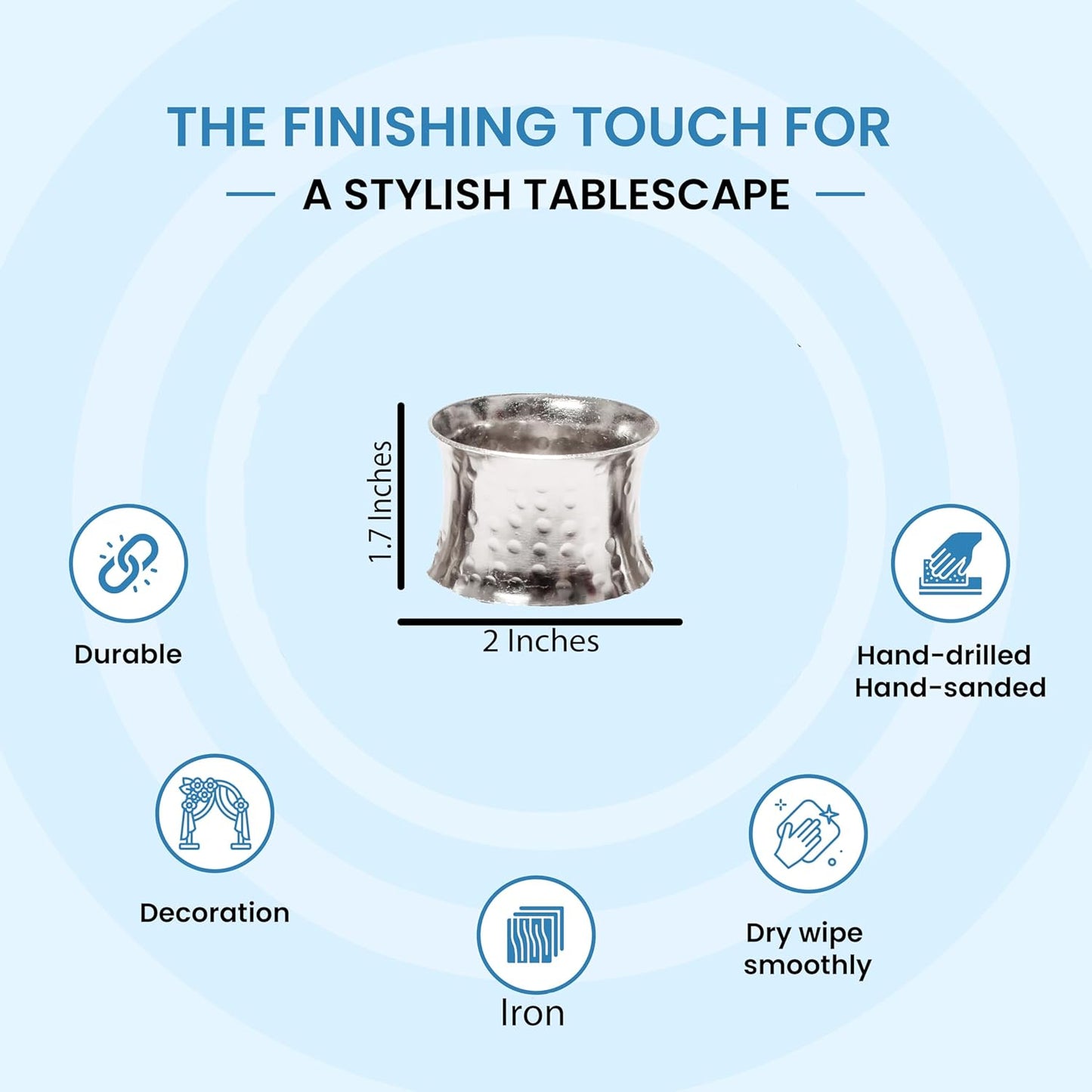 Silver Napkin Rings-12 PCS Heavy Duty Metal Spiral Napkin Rings, Handcrafted Napkin Holders Buckles for Family Dinner, Wedding, Party,Table Decorations - CLEENTABLE