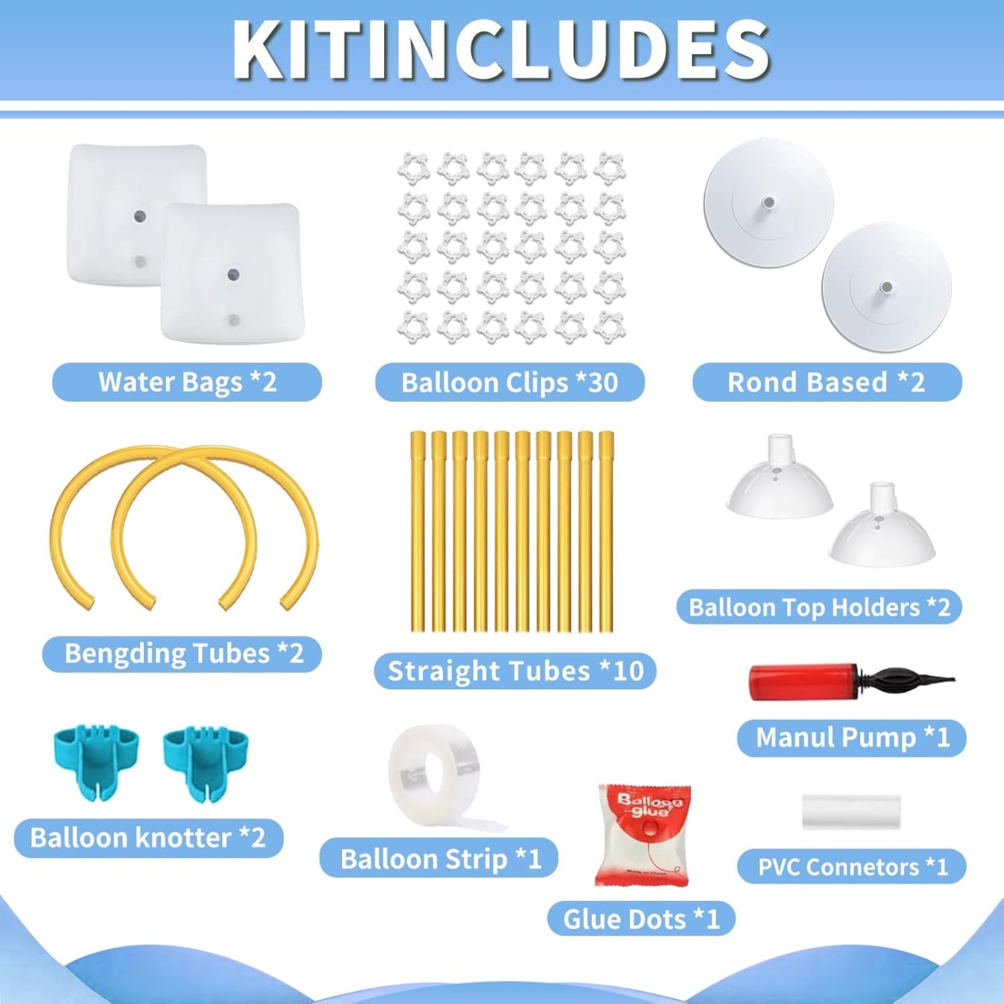 Balloon Arch Kit - Bendable 8.2FT & 6FT Balloon Arch Stand with Base and Manual Pump, Versatile Half Arch Balloon Stand for Birthday, Wedding, Baby Shower, Holiday, and Graduation Party Decorations