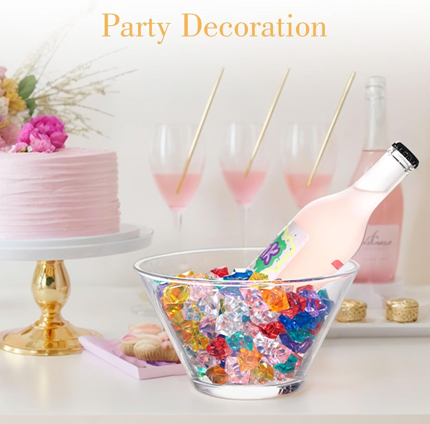 DomeStar 150Pcs Multicolored Fake Gems, Crushed Ice Rocks Fake Gemstones Plastic Crystals for Crafting Sensory Bin Filler Diving Toys Vase Fillers Table Scatter Decoration(Color Random)