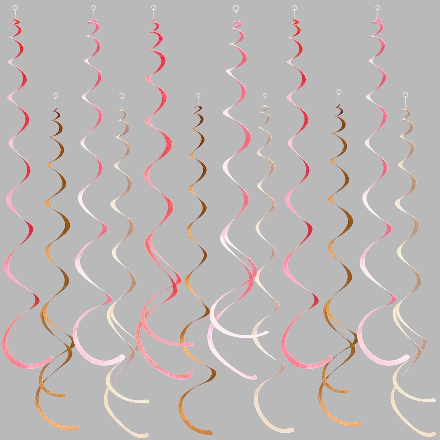 36 Pcs Boho Hanging Swirl Decorations Brown Blush Pink Felt Swirl Streamer Spiral Ceiling Garland for Birthday Engagement Baby Shower Bachelorette Wedding Bridal Shower Holiday Hen Party Supplies