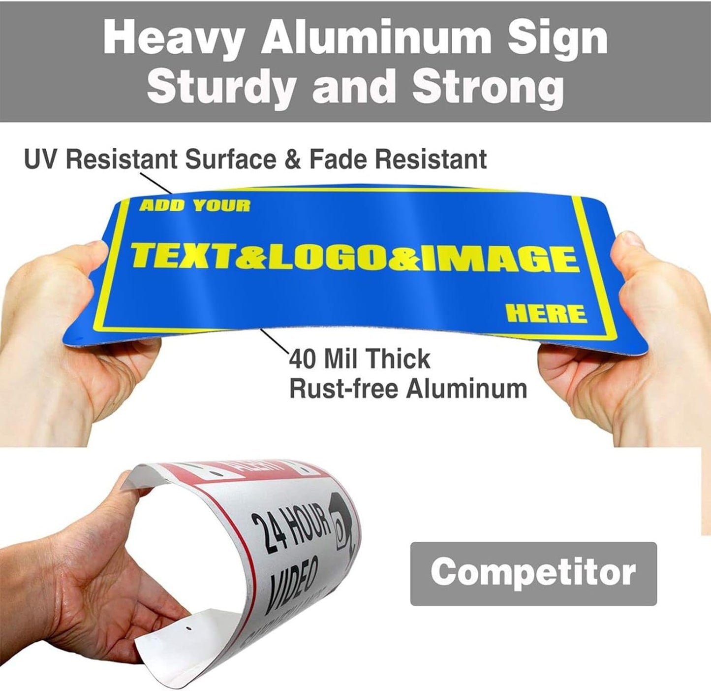 Custom Signs Outdoor Metal Sign - 12 x 8 Customized Personalized Aluminum for Office, Home, Business, Decor, Road Signs, Rust-Proof (Yellow Text Box)