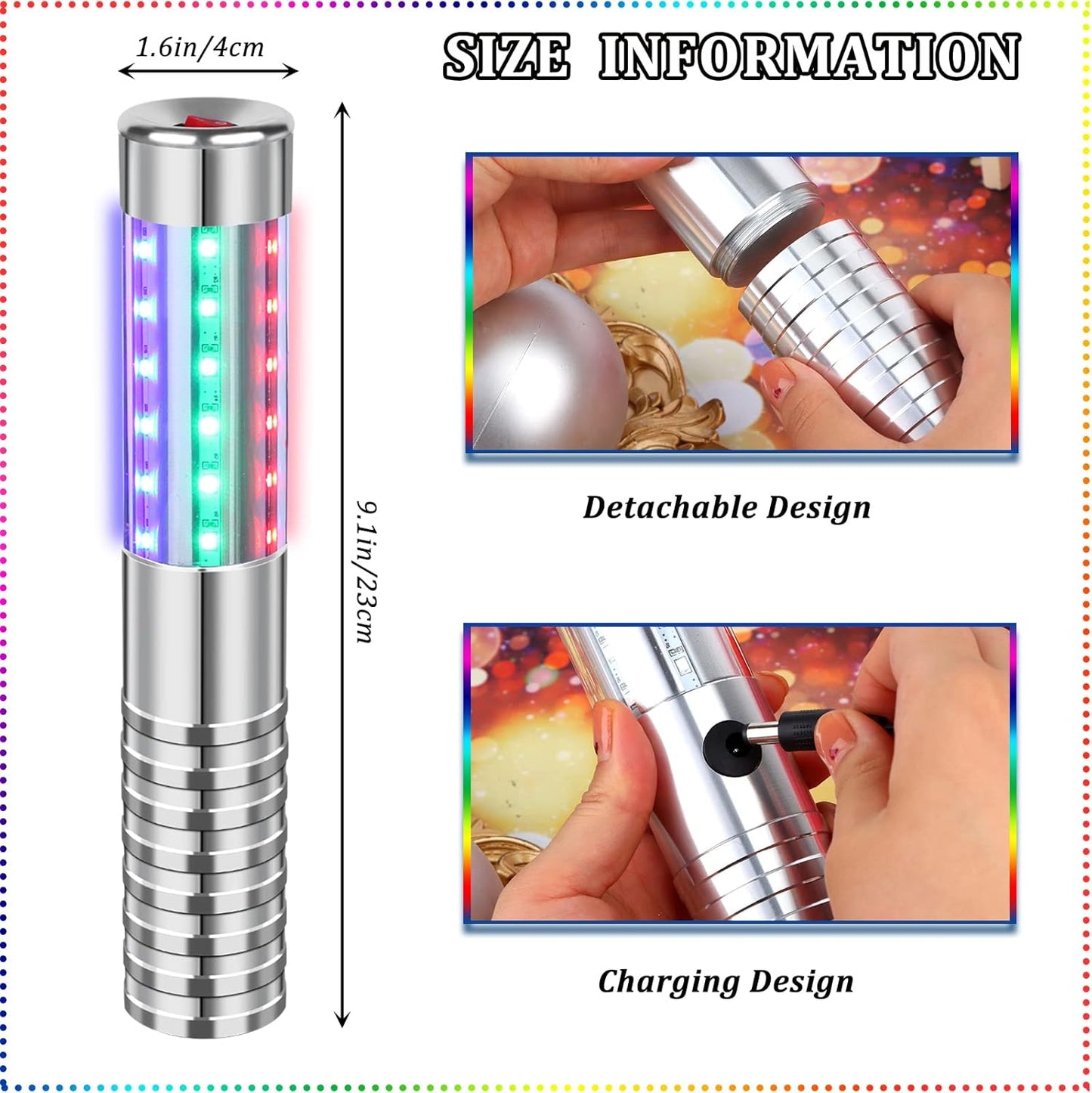 4 Pieces Strobe Baton Bottle Service Sparklers Metallic Bottle Service Lights Handheld Light for Nightclubs Weddings Parties Activities Supplies