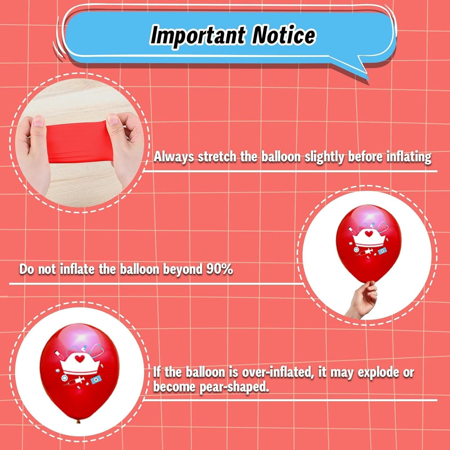 Medical Balloons, 12 Inch Blue White Red Balloons with Medical Icons for Graduation Party Nursing School Celebrations Appreciation Events Blue White Themed Decorations