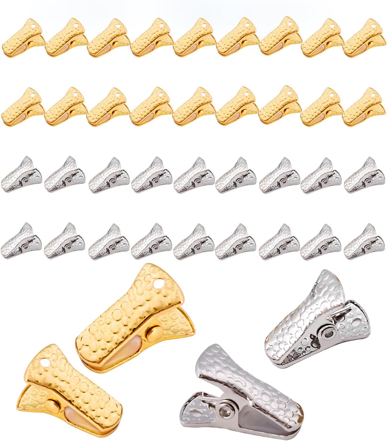 40-Pack Small Alligator Clips with Steel Core & Non-Slip Silicone| Multipurpose Clips for Delicates, DIY Crafts, Office & Home(Gold+Silver)