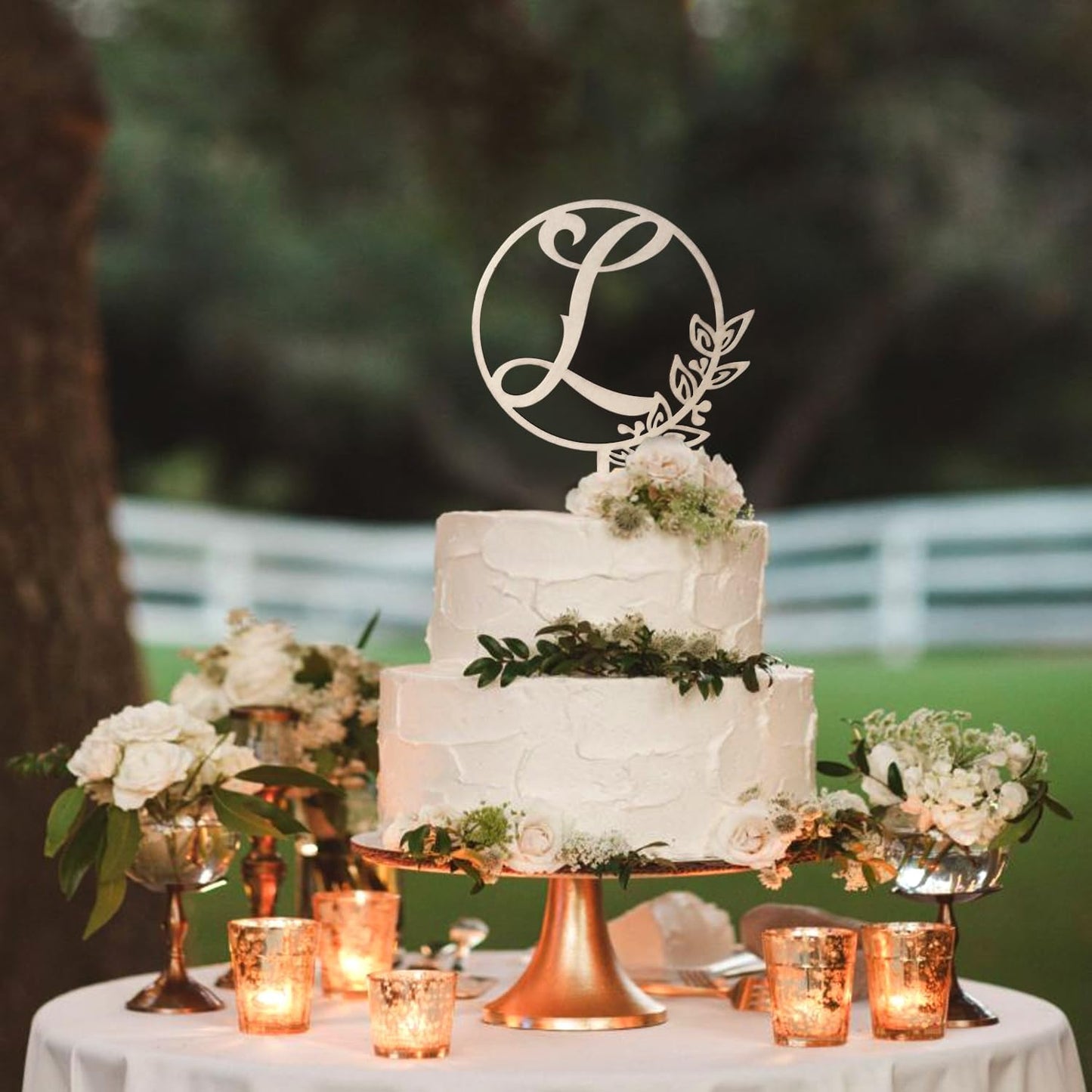 LINGTEER Personalized Inital Letter L Wooden Cake Topper Perfect for Birthday Rustic Wedding Anniversary Party Keepsake Decoration