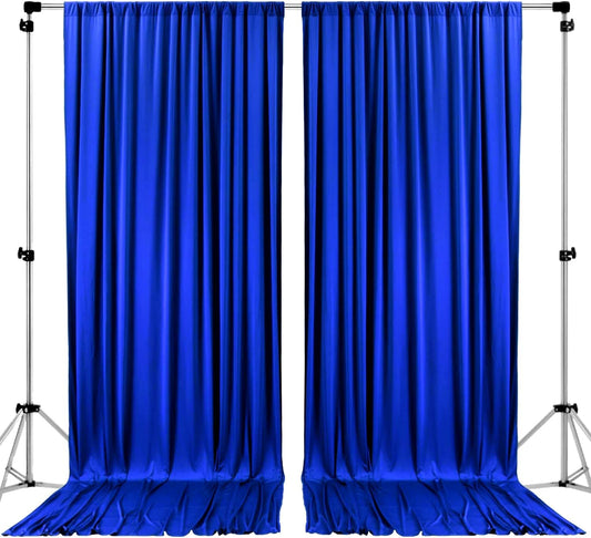 AK TRADING CO. 10 feet x 8 feet IFR Polyester Backdrop Drapes Curtains Panels with Rod Pockets - Wedding Ceremony Party Home Window Decorations - Royal Blue