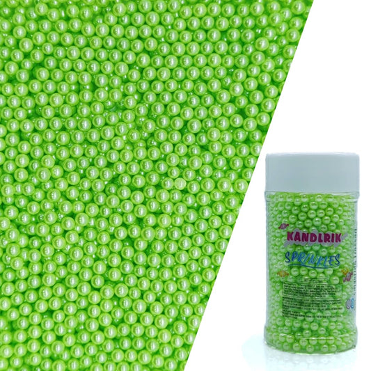 Edible Light Green Pearl Sugar Sprinkles Candy 4mm Mini Pearls Cake Decorations Cupcake Toppers Cookie Decorating Perfect for Wedding Party Valentine Halloween Christmas Supplies 3OZ