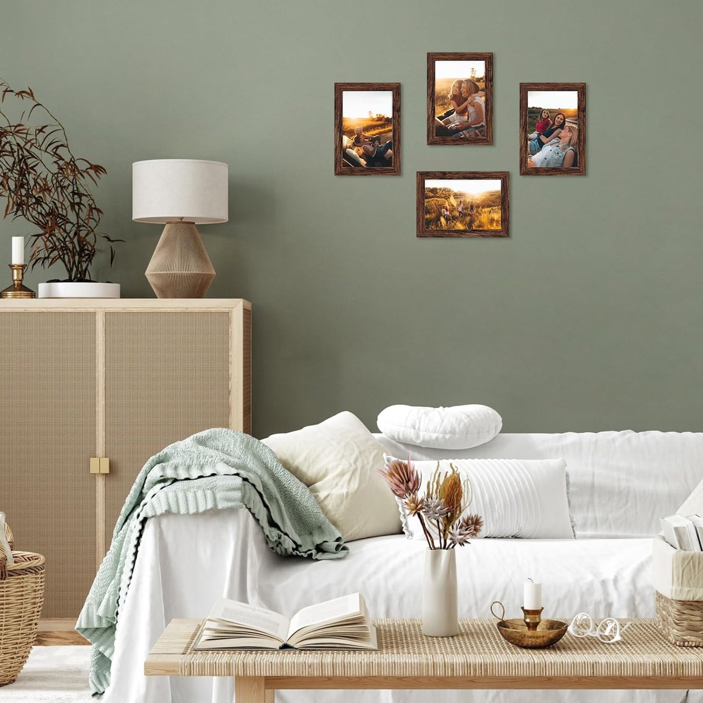 PETAFLOP Wooden Bulk 4x6 Picture Frame Set of 18, Rustic Brown Photo Frames Fits 4 by 6 for Wall or Tabletop Display