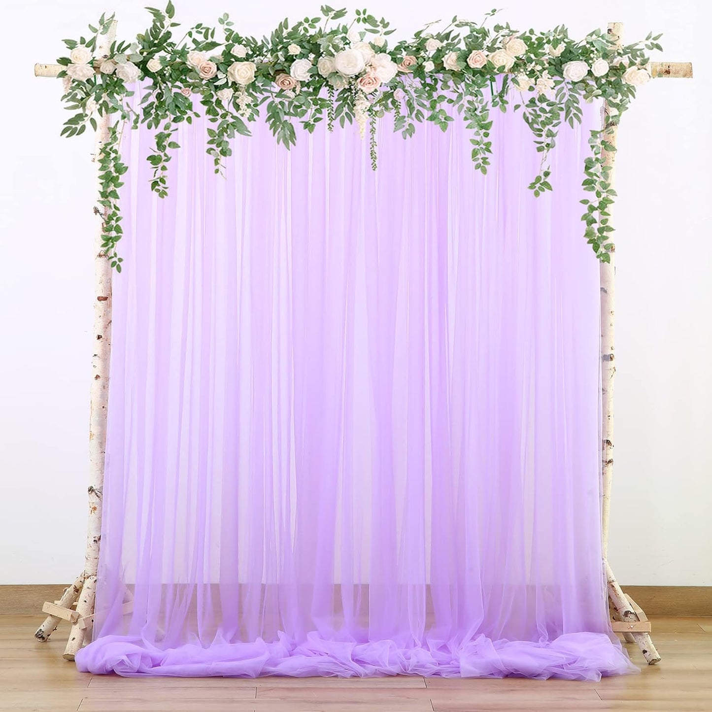 Lavender Tulle Backdrop Curtains for Parties Baby Shower Birthday Wedding 10ft X 8ft Sheer Backdrop Curtains for Butterfly Elephant Memaid Photoshoot Decorations