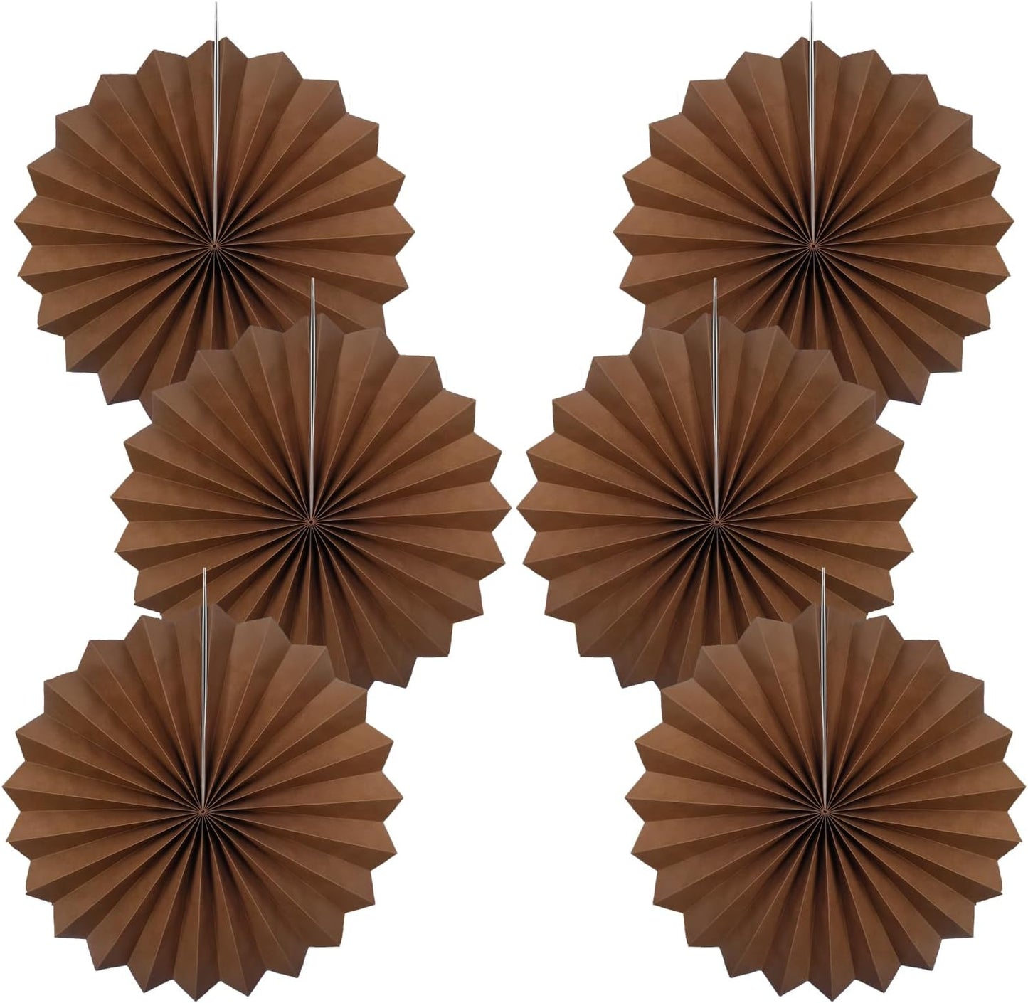 Brown Party Decorations,Brown Wedding Decorations for Party Events Accessories,Brown Birthday Decorations,Boho Party Decoration,Fall Decorations 16in Hanging Paper Fans 30 Color DIY Set(Brown)