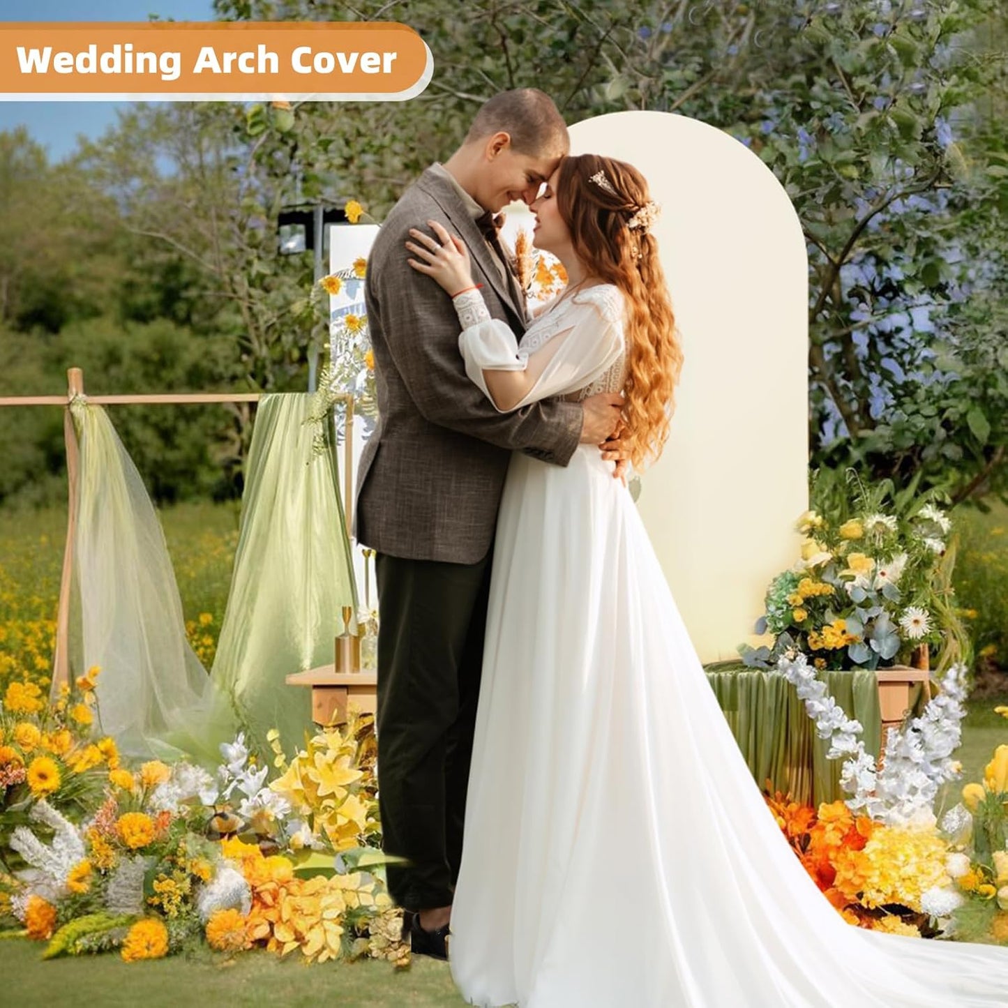 HEMMOTOP Light Beige Arch Backdrop Cover (No Arch Stand), 6 ft Spandex Arch Covers Stretchy Backdrop for Balloon Arches, Wedding, Birthday Party, Baby Shower, Banquet Arch Decoratio