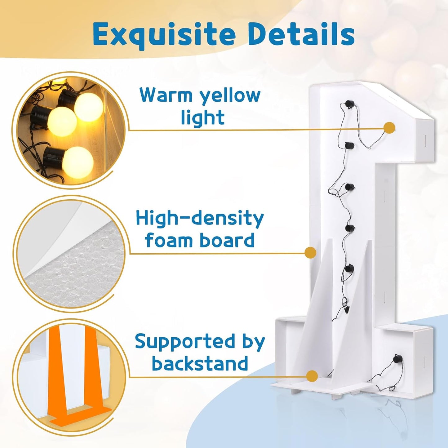 Marquee Numbers 3 Feet Tall Large Light Up Numbers 10th 10 Year Old Birthday Decorations Girl Boy Big Yellow Light Outdoor Anniversary Decorations Balloon Arch Kit Party Backdrop 10