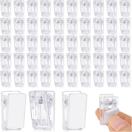 50 Pcs Self Adhesive Clips,Wall Clips for Hanging,Sticky Clips Tapestry Clips Photo Picture Poster Clips Plastic Spring Clips Hanging for Paper Tapestry Hangers Home and Office Christmas Decor(Clear)