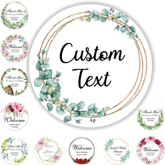200 Pack Custom Stickers Personalized Labels for Business Logo Customized Vinyl Wedding Favors Birthday Baby Bridal Shower Make Your Own 1 Inch-10 Inch,lable-flower200
