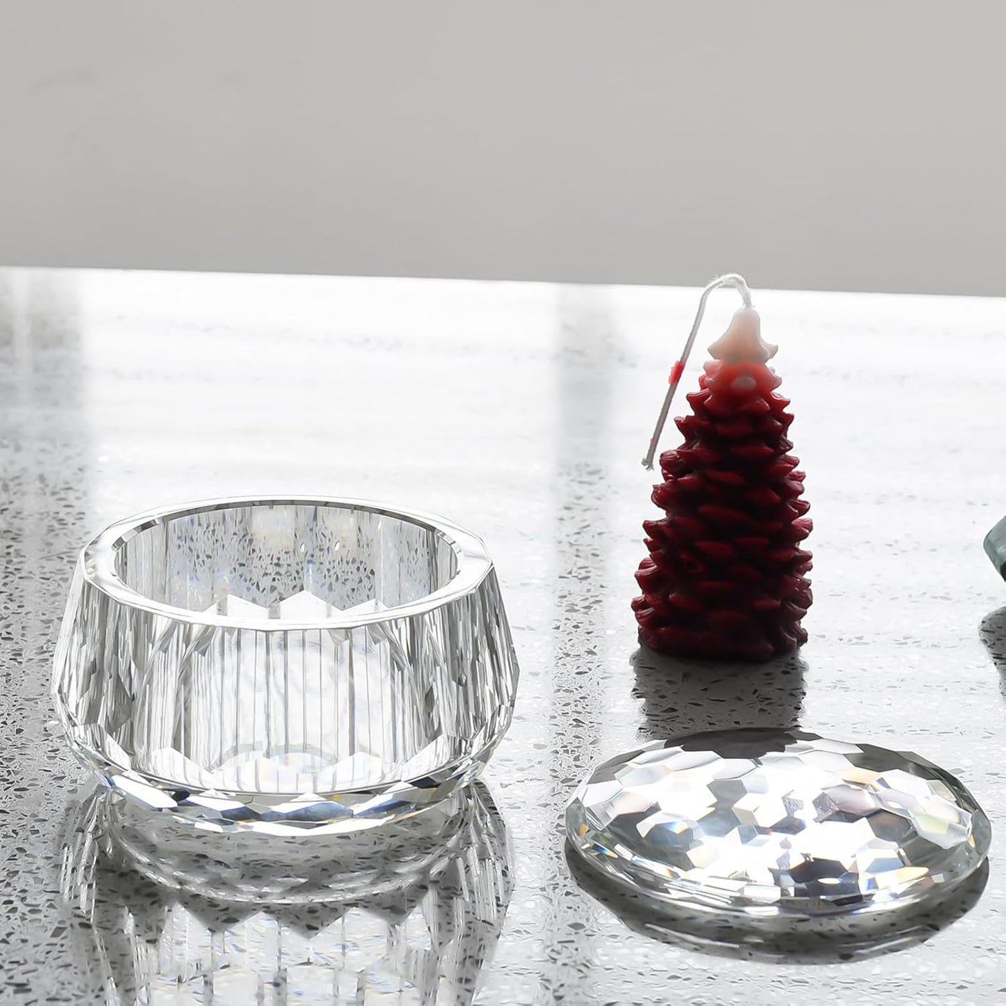 Crystal Jewelry Jar with Lid, Crystal Wedding Candy Buffet Jar, Home Decoration Party Cotton Swab Storage, Office Birthday Gift