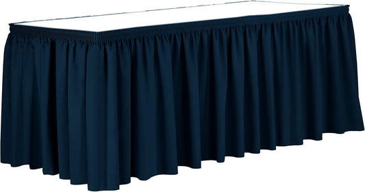 Ultimate Textile Pleat Polyester Fabric Table Skirt - Machine Washable Flame Resistant with Clips for Events, Weddings & Trade Shows, Cut & Sewn in Paterson, NJ - Lagoon, 14' Shirred Pleat