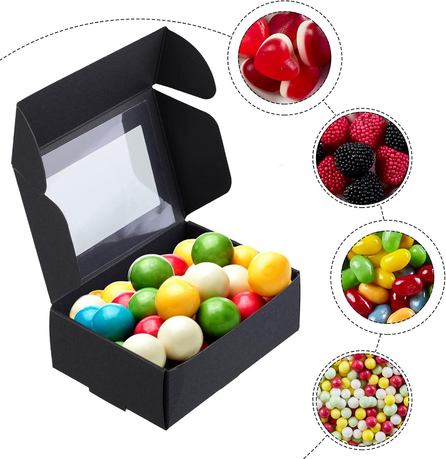 Zonon 30 Pcs Soap Boxes for Homemade Packaging, Mini Kraft Treat Boxes with Window for Bakery Candy Soap Making Gift Packaging (3.7 x 2.6 x 1.37 Inch,Black)