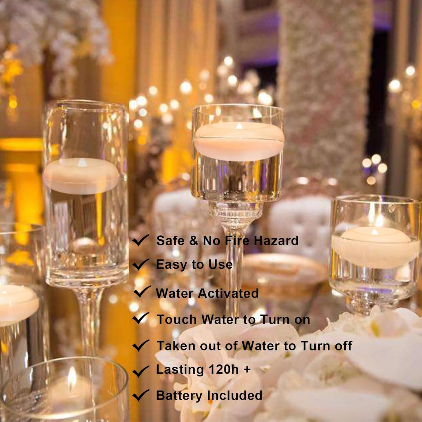 Aignis 48pcs Flameless LED Floating Candles, 120+ Hours Glow Time, 3 Inch Plastic Battery Operated Tealights, Cozy Warm White Light for Romantic Pool/Bathtub/Hot Bath/Wedding Centerpiece Decor