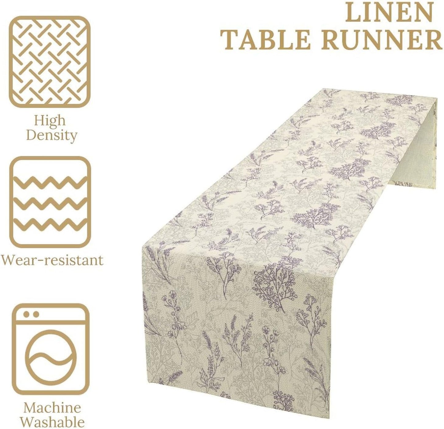 Purple Lavender Table Runner Vintage Watercolor Modern Kitchen Restaurant Decoration Suitable for Indoor and Outdoor Wedding Party Banquet Table Runner 13x70 Inch