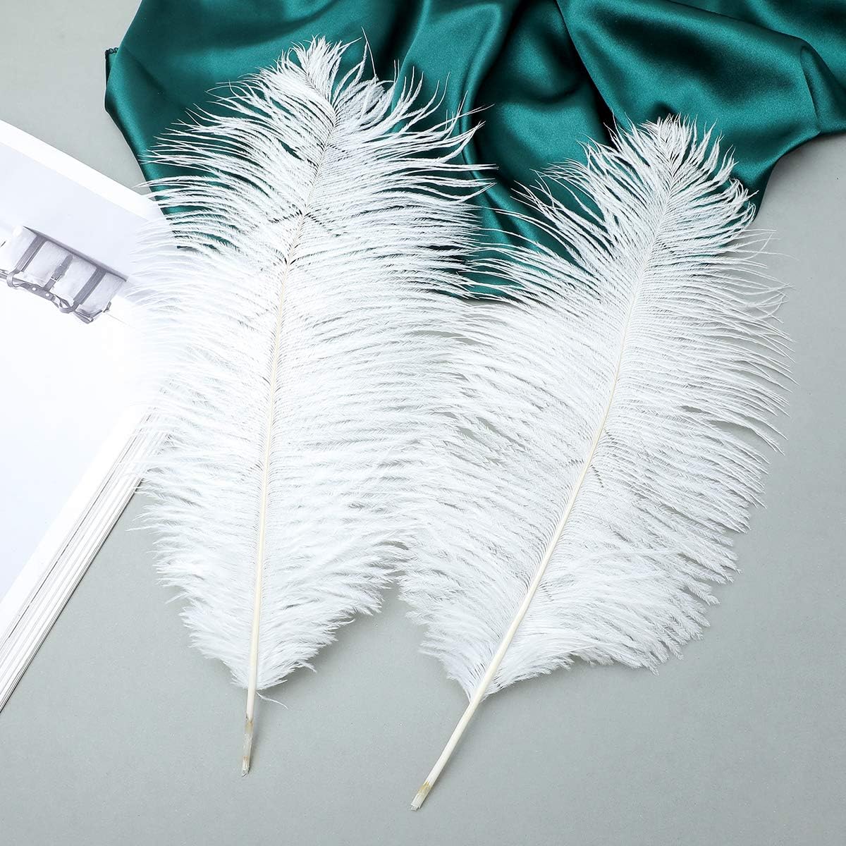 Ballinger Large White Ostrich Feathers - 24Pcs 8-10inch Feathers for Crafts,Party Centerpieces,Wedding and Home Decor