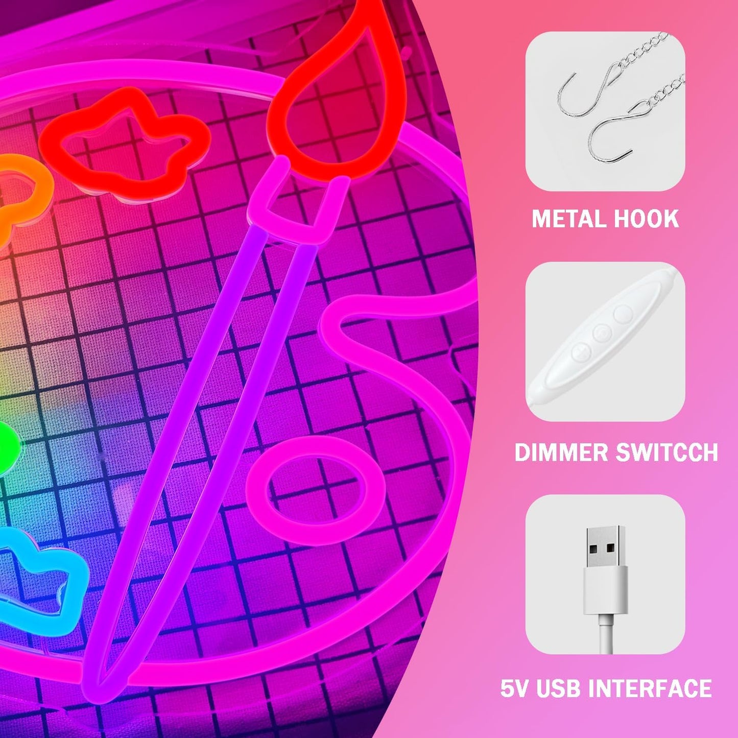 Paint Palette Neon Sign Art Studio Room Led Lights Dimmable Led Signs for Bedroom, Light Up Signs for Art Classroom Studio Drawing Room Paint Party Decorations