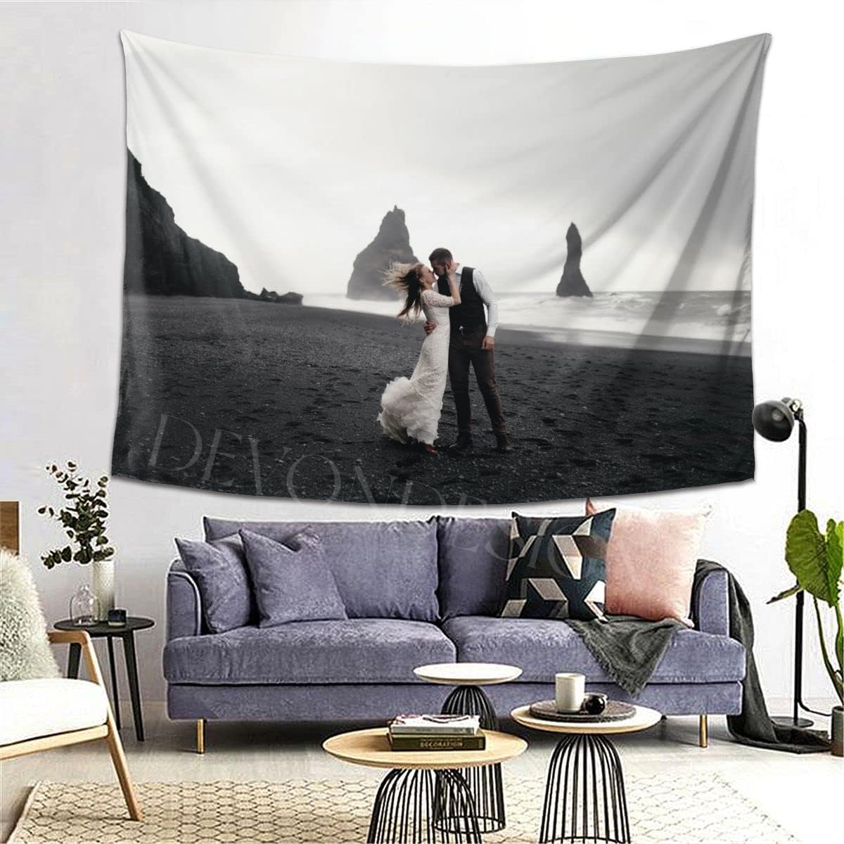 Custom Tapestry - Create Your Own Personalized Backdrop Wall Hanging Art - Upload Your Photo Text - Engagement & Wedding Banner