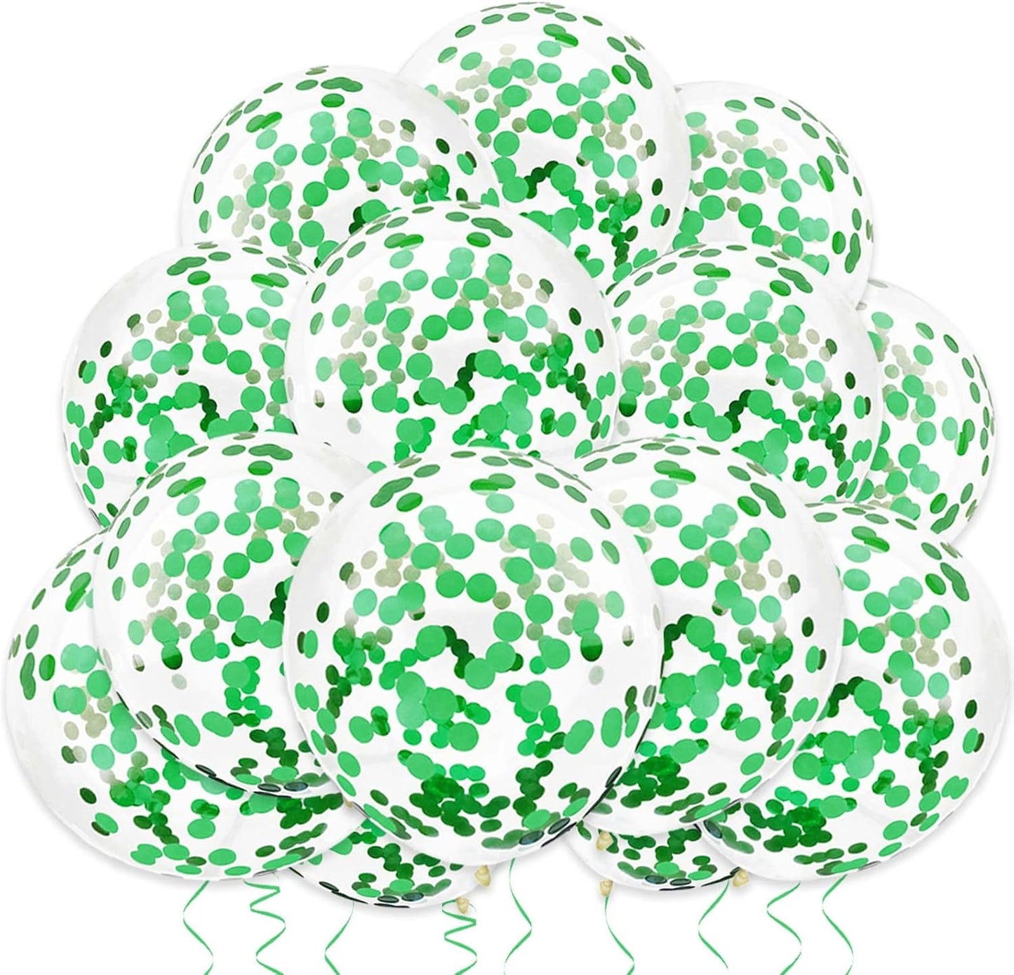 Green Confetti Balloons, 25 Pcs Thickened 12 Inch Clear Latex Balloon with Confetti Inside for Graduation Engagement Bridal Shower Party Baby Shower Gender Reveal Birthday Party Decoration Supplies