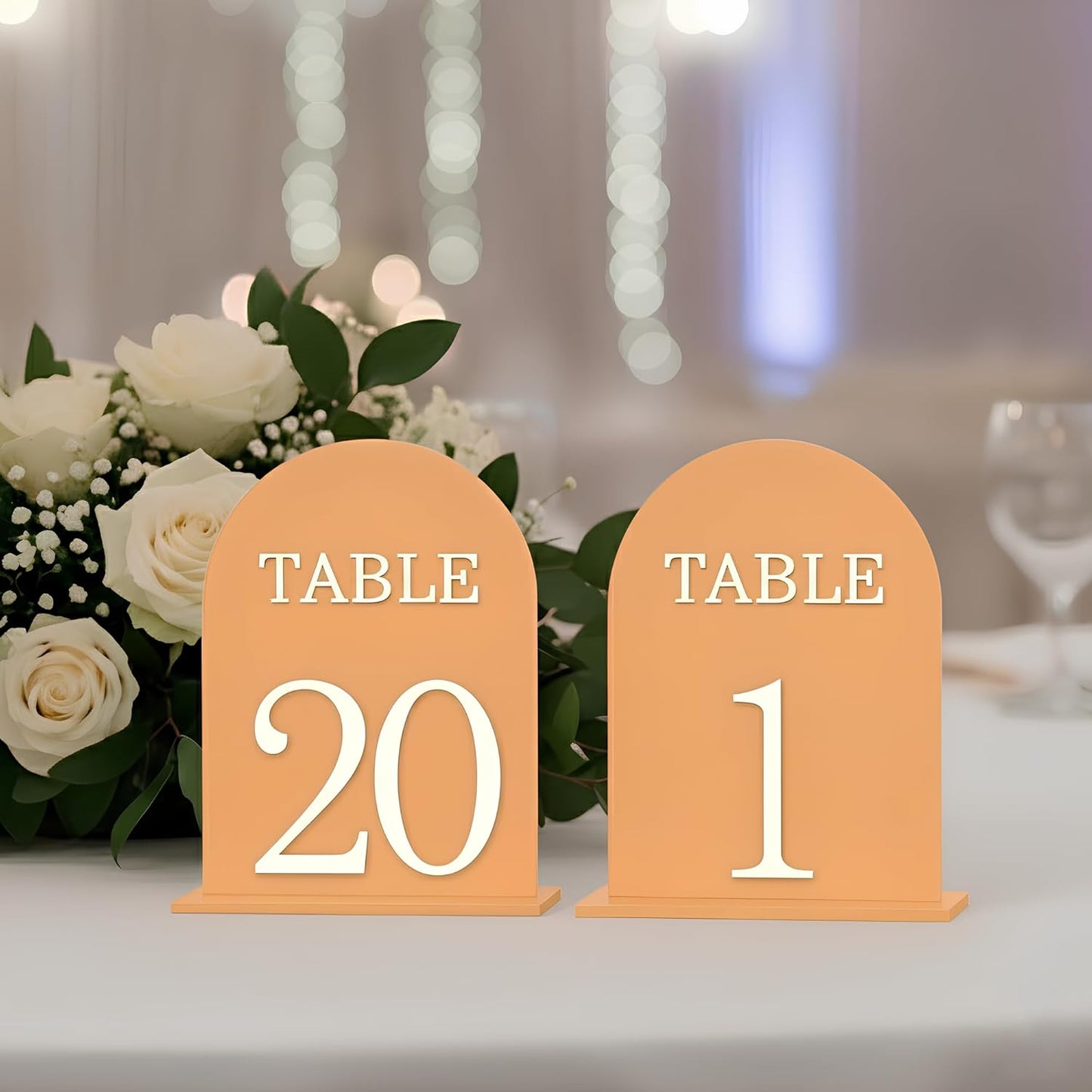 Arch Wedding Table Numbers 1-20 with Stands, 5" X 7" Double Sided Acrylic Wedding Sign Holders, Durable Non-Fading Table Number for Wedding Reception, Events, and Centerpieces