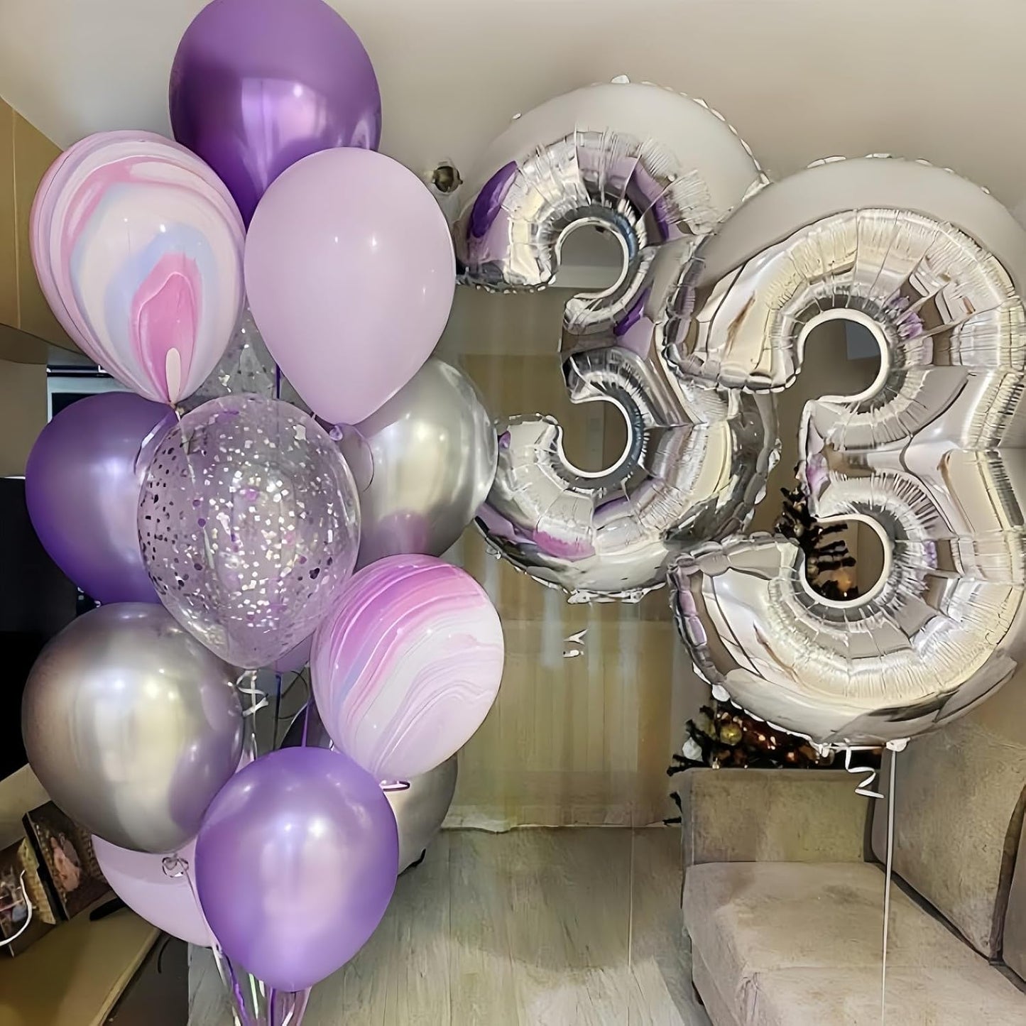 Silver Number Balloons, 40inch Large Number 4 Foil Helium Balloons for Girls Women, Self Inflating Number Balloons 0-9 for Men Boys 4th 14th 40th Birthday Anniversary Party Celebration Decoration