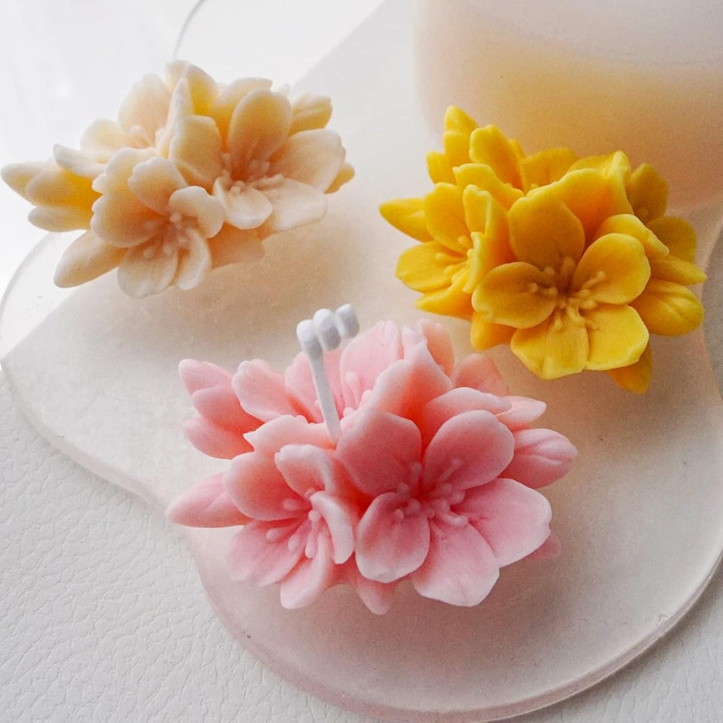 2PCS Blossom Flower Mold Silicone Flower Molds Fondant Chocolate Candy Cake Decoration Mold Silicone Molds for Epoxy Resin Casting Candle Soap DIY Art Craft Baking