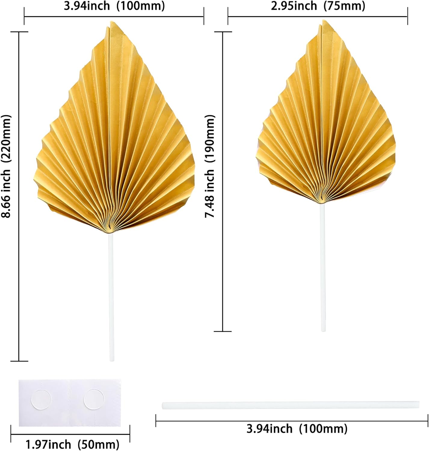 Gyufise 6Pcs Paper Palm Fan Cake Toppers Palm Leaf Fan Cake Topper Palm Spear Leaf Cupcake Toppers Cake Insert Decoration For Cake Decorating Diy Craft Project Home Wedding Party Supplies Gold