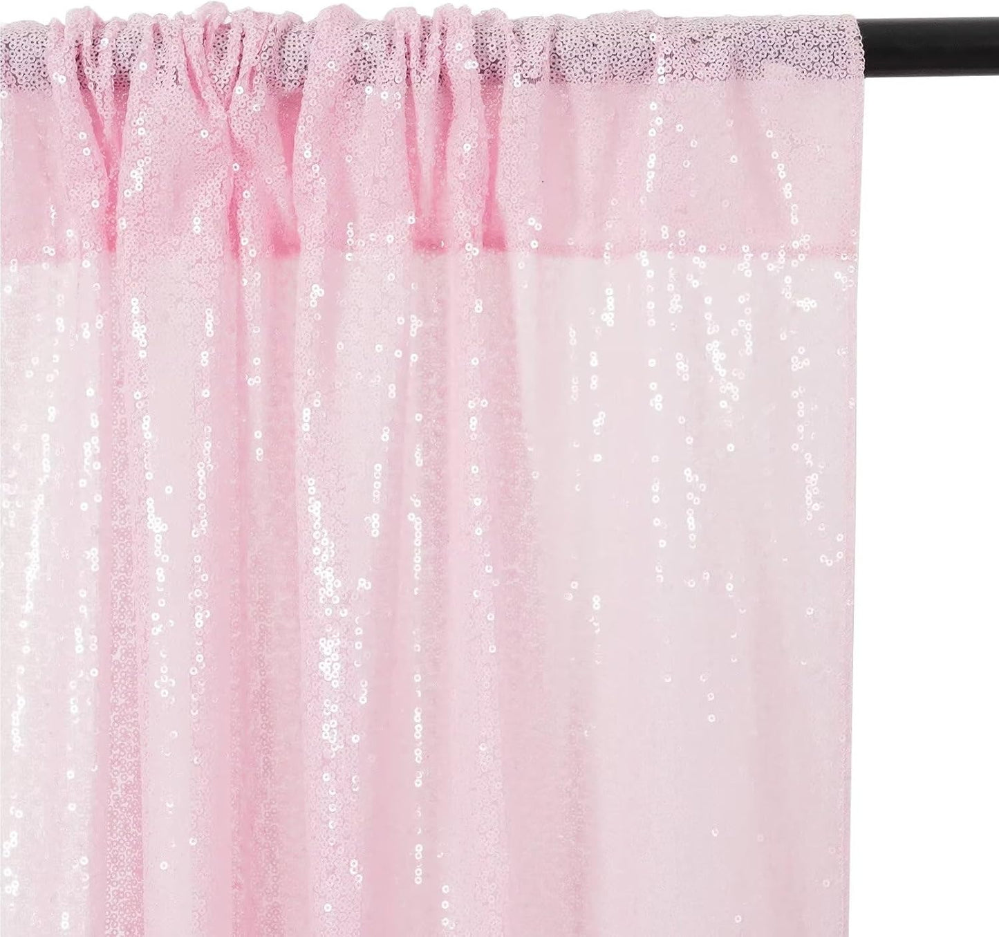 Eternal Beauty Sequin Backdrop Curtains, 2x8 Ft-2 Panels Pink Back Drop for Shimmer Photography Party Wedding Birthday Decor