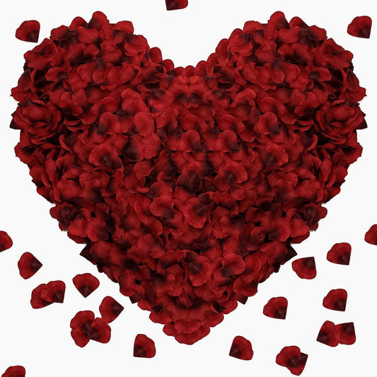 1000 Pieces Rose Petals, Artificial Silk Rose Petals, Dark Red Dot Black, Classic/Elegant/Romantic Style, Flat, Indoor Use, Wedding/Anniversary Decor