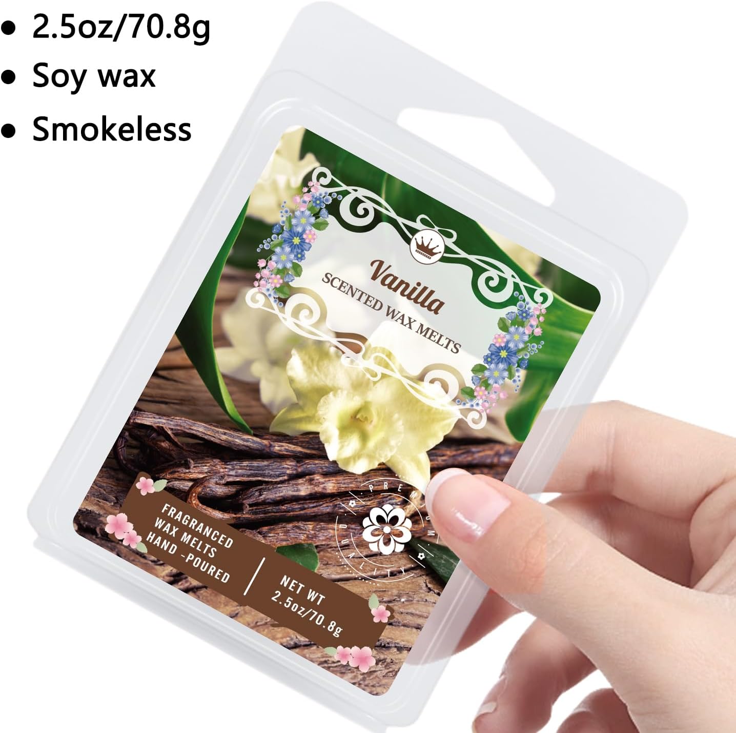 8 Scented Melted Wax Blocks 2.5 oz,Hand Poured Vegan Wax, Immersion Experience Set forYoga, Sleep, Reading and Meditation.